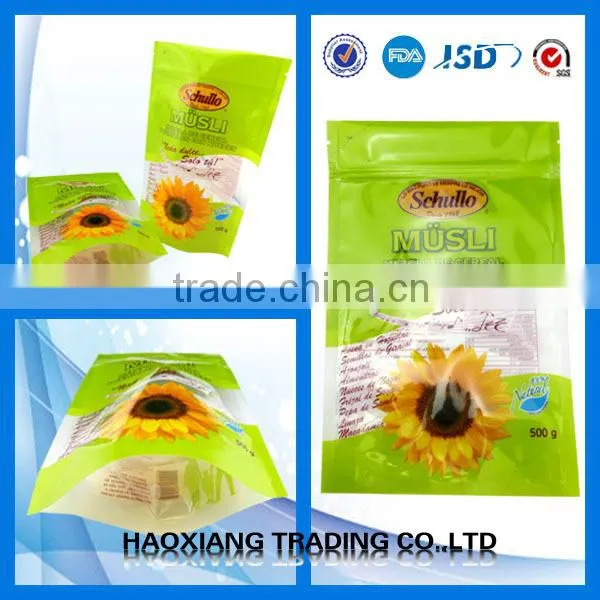Three Side Heat Seal Printed Aluminium Foil Sachet / Green Pack Resealable Plastic Zipper Stand up Pouch photo-5