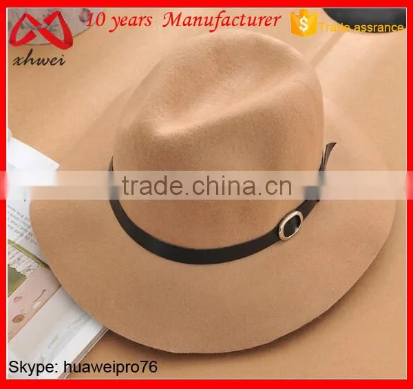 Fashion Woolen Felt Floppy Hat Winter Vintage Fedora Hat With Leahter Band photo-3
