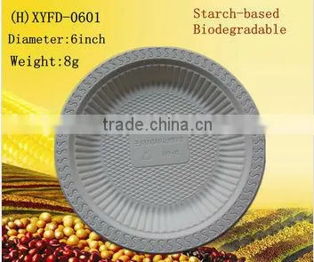 6 Inch Cornstarch Disposable Plastic Biodegradable Plates