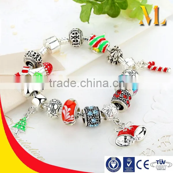 MLCB07 Hot Sale Fancy Jewelry DIY Big Hole Beads Christmas Bracelet