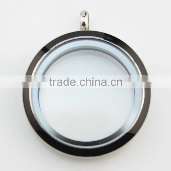2016 Trending 316L Stainless Steel Black Enamel Glass Screw Floating Charms Locket photo-2