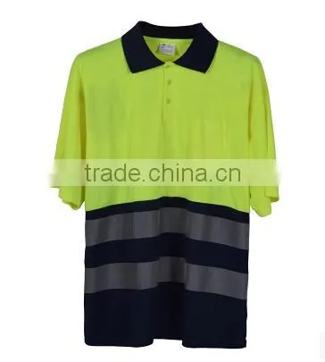 Cheap 100% Polyester High Reflective Safety 2 Tone Color Polo Shirts for Man photo-2
