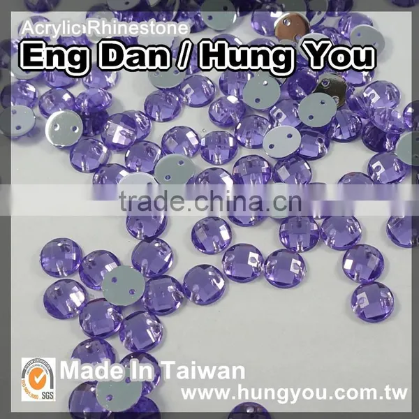 2 Holes Round Shape Rhinestones for Clothes photo-3