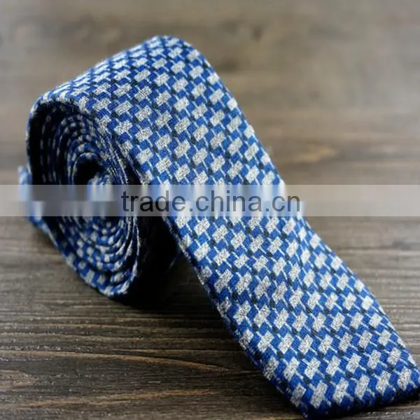 New Mens Solid Black Wool Narrow Necktie photo-2