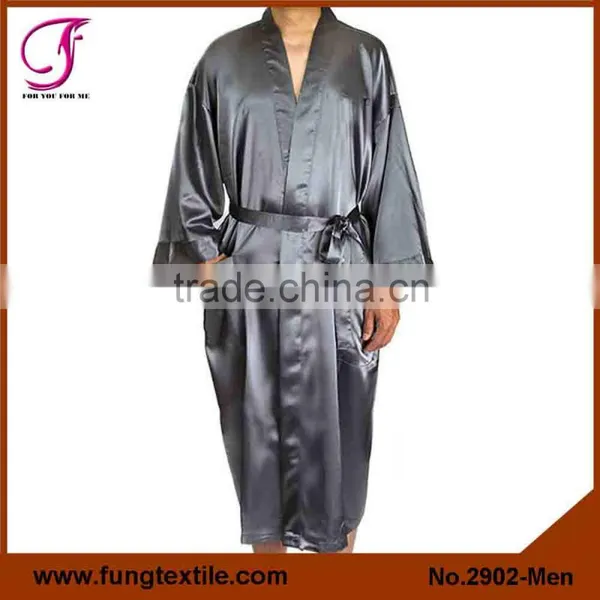 Fung 2902 Men Solid Satin Robes photo-2