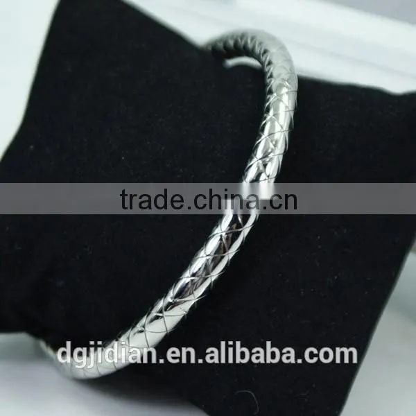 Stainless Steel Round Flat Engraved Bangle photo-6