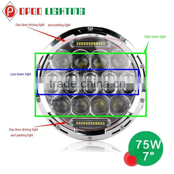 Hi/low DRL DOT 7 Inch Round Led Headlight 12v 24v photo-4