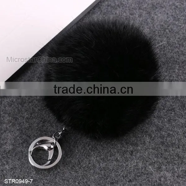 10cm Big Fur Pom Pom Keychain Rabbit Fur Keychain photo-5