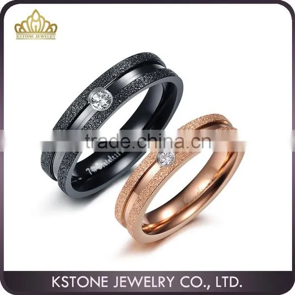 KSTONE Hot Selling Black and Gold Couple Ring, Customized Stainless Steel Wedding Couple Rings