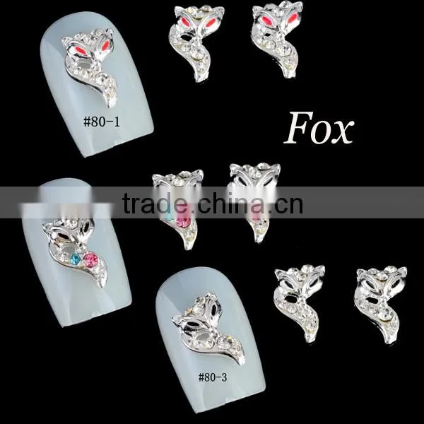Big Size Fox Metal Diamond Nail Art Decorations