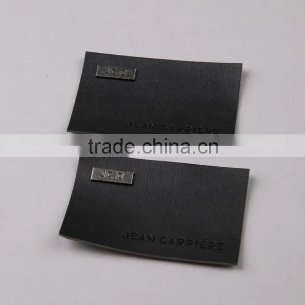 Personalised Embossed PU Leather Patches With Metal photo-2