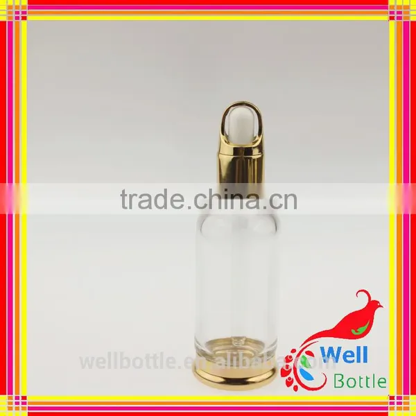20ml Slant Shoulder Glass Liquid Foundation Bottles With Shiny Silver Lotion Pump photo-2