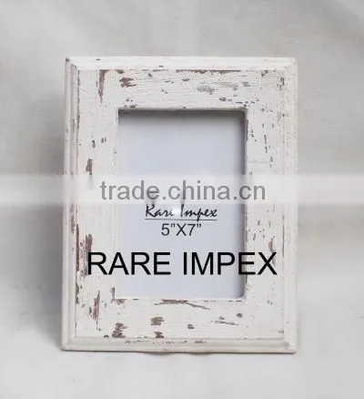Distressed White Wooden Photo Picture Frame