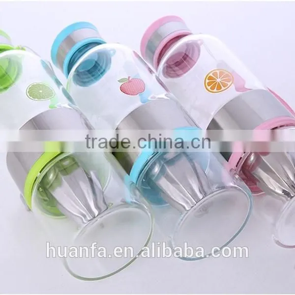 Wholesale 500ml Glass Drinking Sports Water Bottle ,Environmental Borosilicate Fruit Water Bottle With Stainless Steel Infuser photo-4