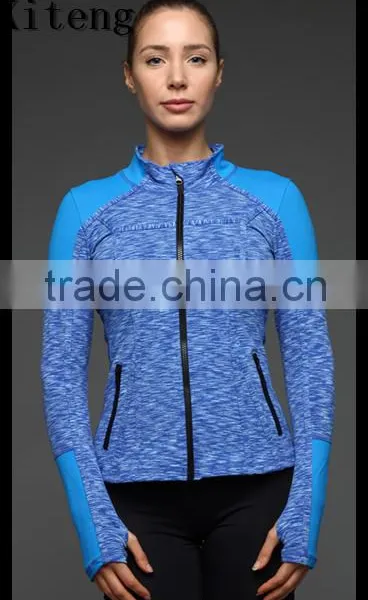 Kiteng 2016 New Design Women's Yoga Coat Fitness Running Sport Hooded Jacket Splice With Color Panel Office In USAsmall Minimum photo-6