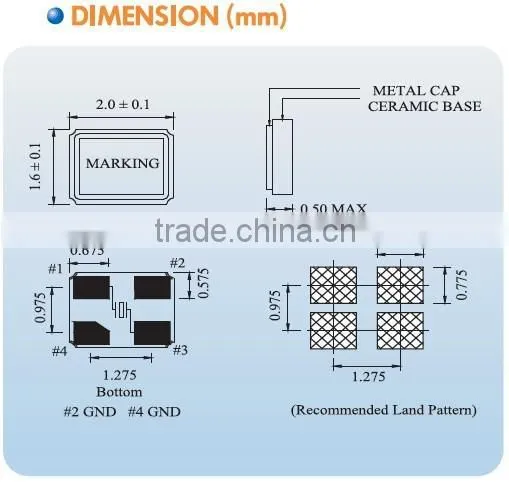 2.0x1.6mm SMD Quartz Crystal-Metering photo-2