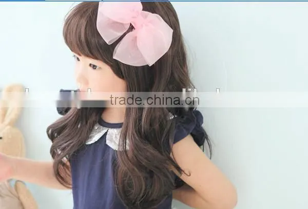 Wholesale Cheap Kids Synthetic Hair Wigs Sweety Little Girl Wavy Wigs With 2 Colors photo-3