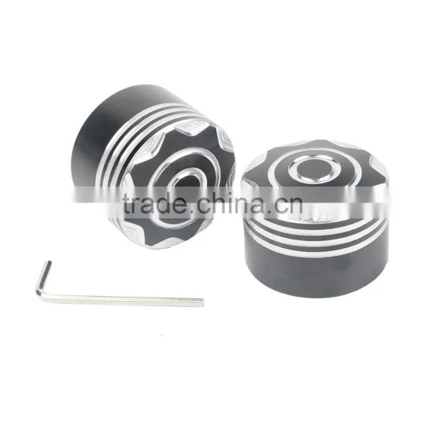 Black Front Axle Nut Covers For Dyna Softail Electra Glide Trike photo-3