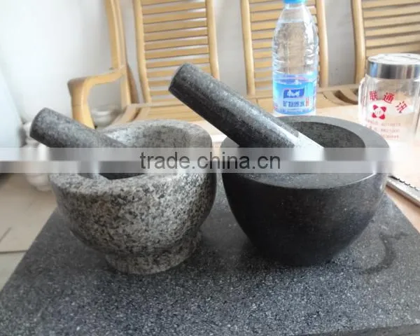 Black Polished Granite Mortar and Pestle photo-2