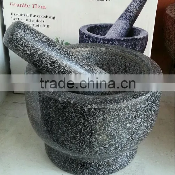 Black Polished Granite Mortar and Pestle