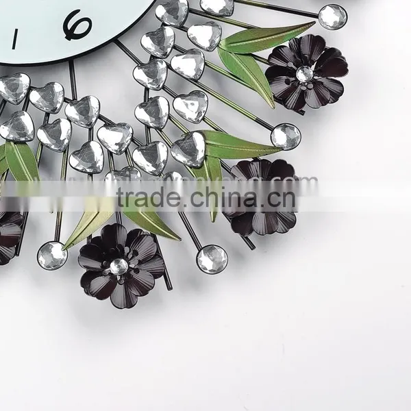 Red Flower Metal Heart Wall Digital Clock photo-6