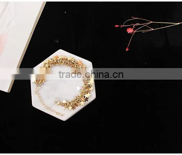 Layered Gold Tiny Stars Charms Bracelet Gold Stars Chain Bracelet photo-2