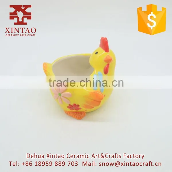 Wholesale Yellow Ceramic Chicken Bowl for Jewelry Hold/coin Boxes