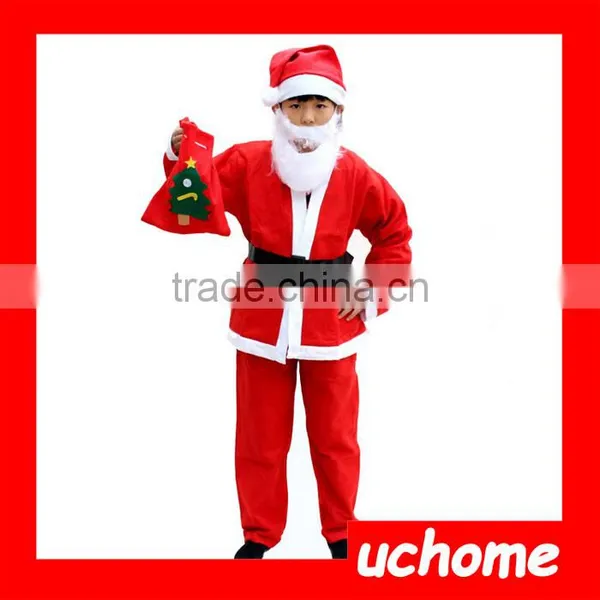 UCHOME 5 In 1 Red Men Santa Claus Costumes Christmas Clothes Male Cosplay Xmas Suit With Belt Beard Hat Pants photo-5