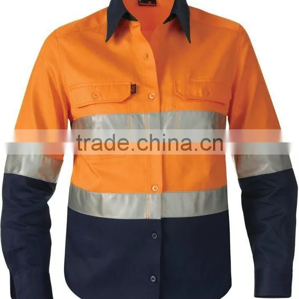 Man's Orange 100%cotton Reflective Work Shirt