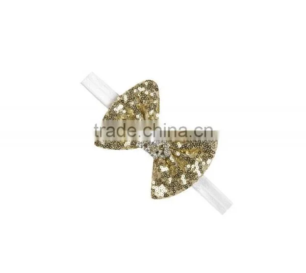 Latest Design Newborn Baby Fashion Sequin Headband Glitter Sequin Bow Baby Headband photo-2