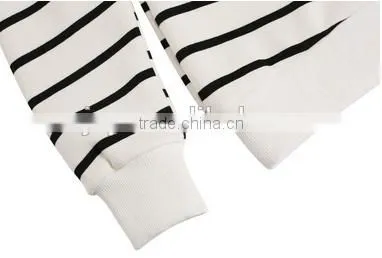 Ladies Women Casual Hooded Long Sleeve Striped Pullover Hoodies With Fleece photo-6