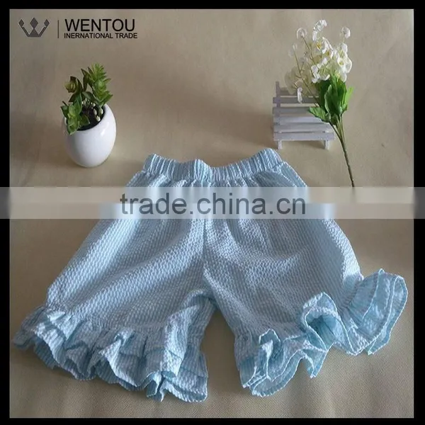Wholesale Striped Seersucker Girls Ruffle Shorts photo-3