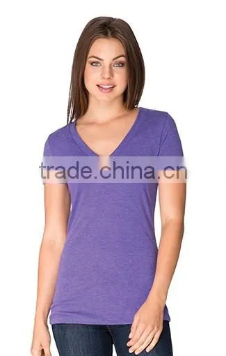 Next Level Apparel Ladies' Tri-Blend Deep V Tee - Made of Pre-shrunk 50% Polyester, 25% Cotton, 25% Rayon. Comes With Your Logo photo-2