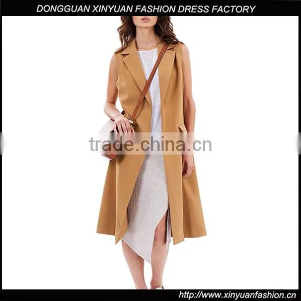Fashion Women Sleeveless Long Fitted Waistcoat Designs Ladies Outerwear New Style