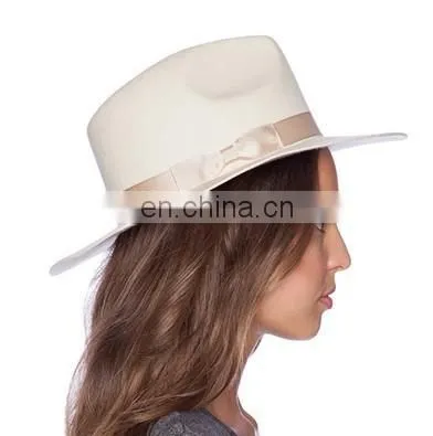 2015 Hot Fashion Women Bowknot Ribbon Blank Cream Felt Hat photo-4