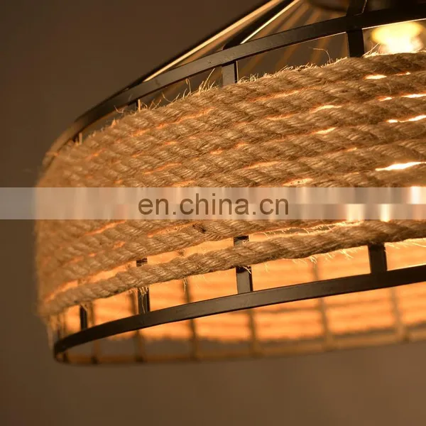 Popular Industrial Fancy Hemp Rope Lamp Edison Pendant Light photo-3