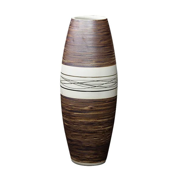 American Country Style Hand Made Paint Jingdezhen Olive Brown Ceramic Vase For Dry Flower photo-5