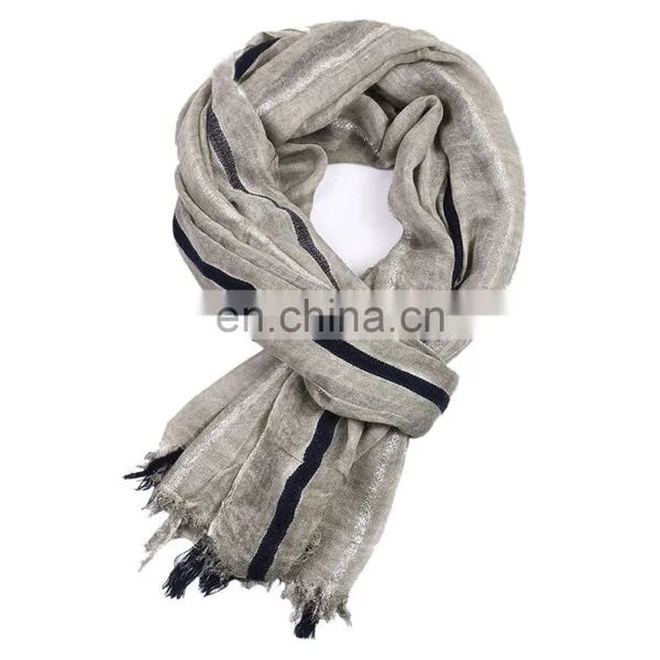 Woman's Scarf Autumn Winter 2021 Cotton and Linen Yarn-dyed Scarf
