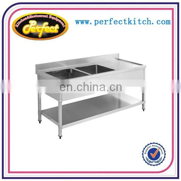304 201 Stainless Steel Double Bowl Kitchen Sink With Drainboard photo-5