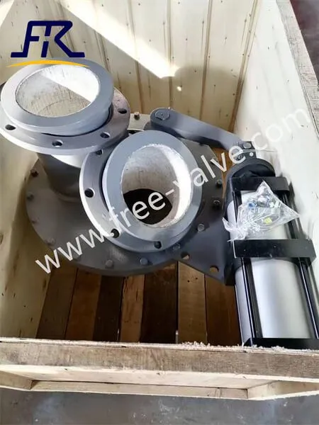 Pneumatic Ceramic Lined Rotating Disc 3 T Diverter Valve photo-4