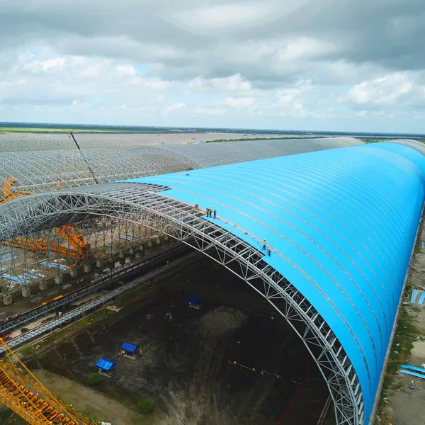 Steel Space Frame Coal Storages Steel Structure Cost - Effective and Large - Span Coal Sheds.