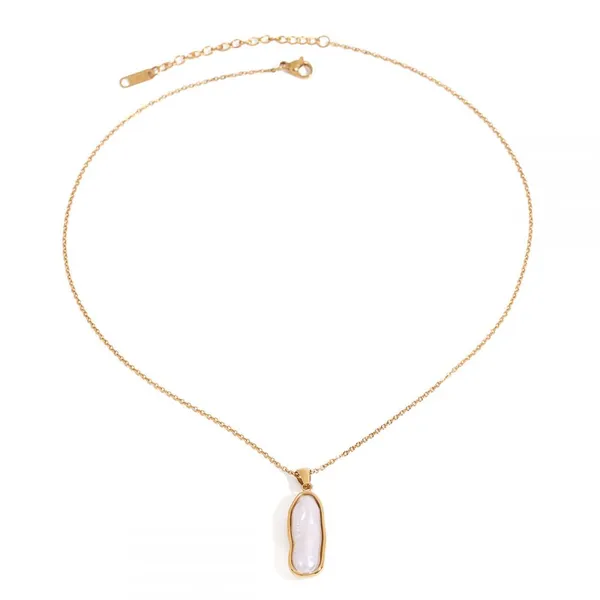 Custom Green Rhinestone Stainless Steel Necklace - 18K Gold Plated Fashion Jewelry photo-4
