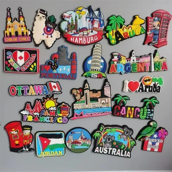 Wholesale Price Personalized Puerto Rico Portugal Switzerland London Chile Pisa Tourist Souvenirs Custom Soft PVC Rubber Fridge Magnets Factory