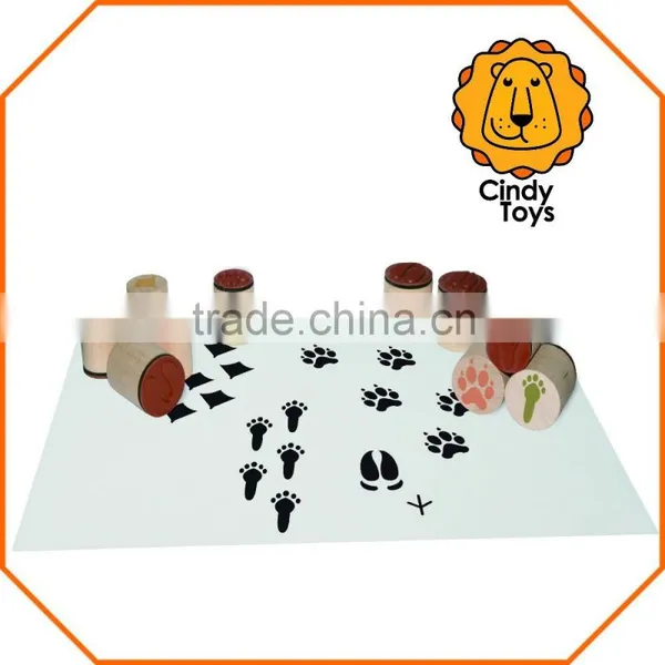 Wooden Rubber Stamp Animal Tracks 10 Pcs for Kids photo-2
