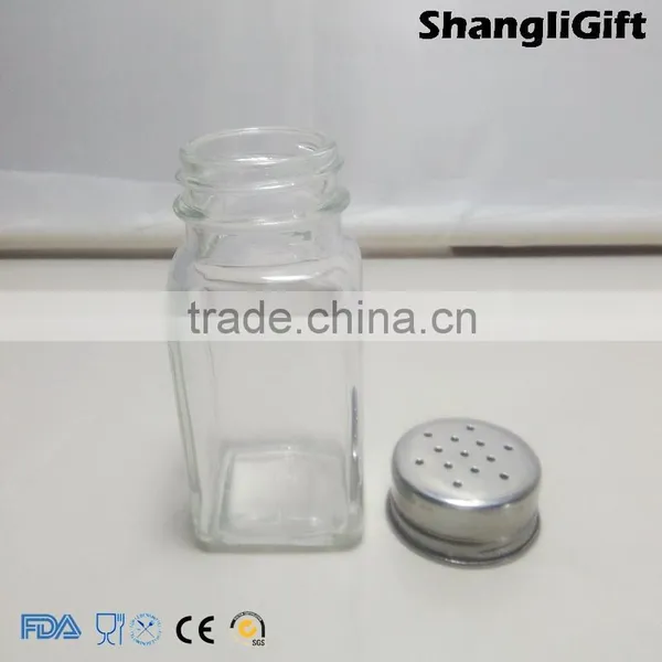 High White Spice Bottle Square Clear Bottle 80ml With Metal Cap photo-2
