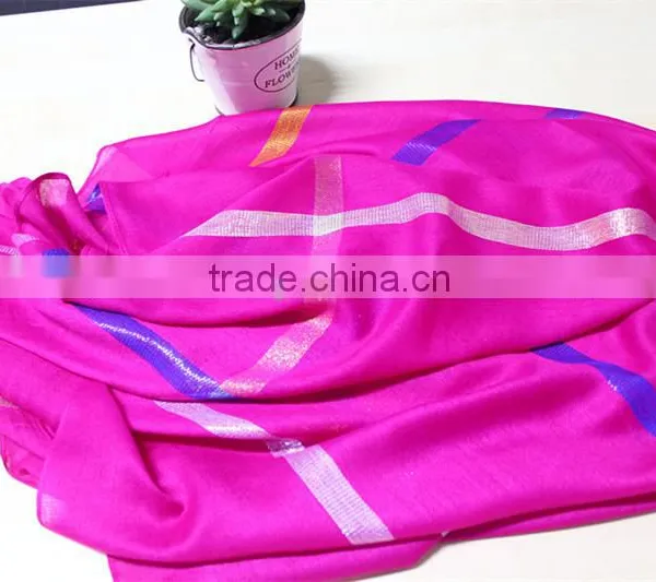 Fashionable Cotton Gold Thread Square Scarf Cotton Long Scarf
