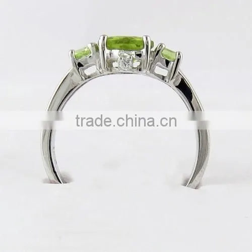 Energe Bloom Green Peridot Ring, Gemstone Silver Jewelry, Fine Silver Jewelry photo-4