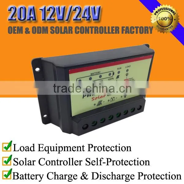 20A 12V/24V Solar Battery Voltage Regulator With Automatic Work Mode