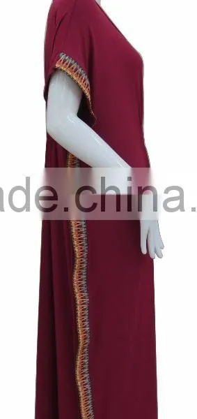 Milk Silk Square Abaya Stylish Muslim Women's Dress With Embroidery on Two Side photo-4