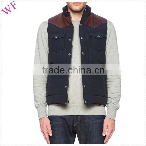 OEM High Quality Mens Leather Pattern Winter Down Vest photo-2